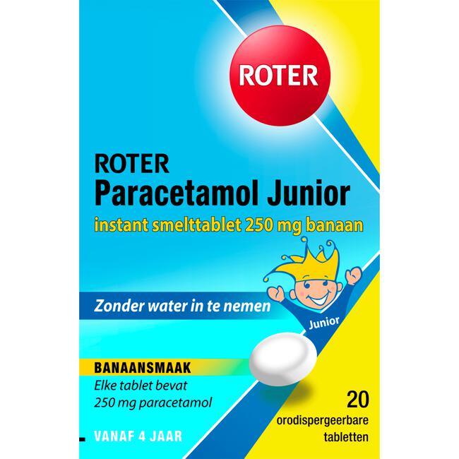 Roter Paracetamol smelttablet 250 mg Junior 20 tabletten