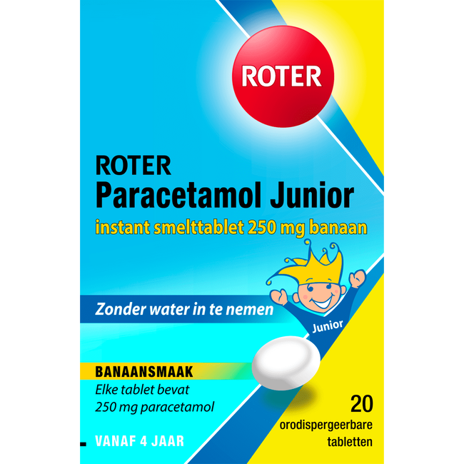 roter paracetamol smelttablet 250 mg junior 20 tabletten