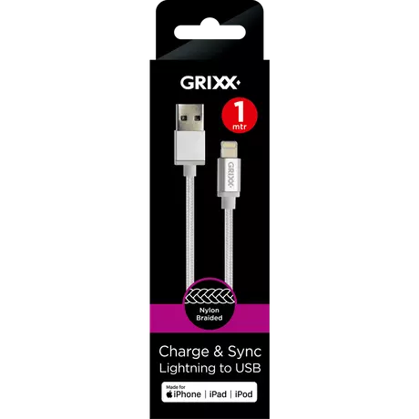 Grixx Lightning to USB-A 1M White