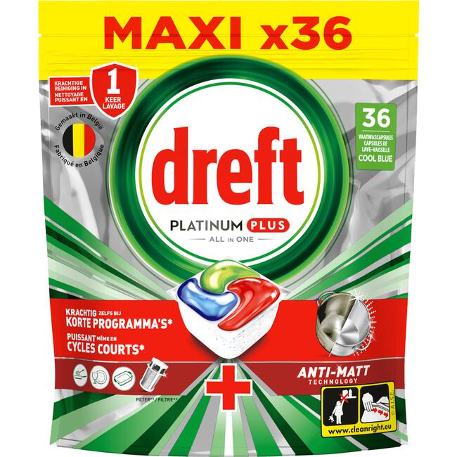 dreft platinum plus vaatwastabletten 36ct
