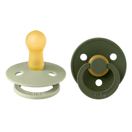 BIBS Colour Fopspeen Rond Latex Maat 2 Sage/Hunter Green 2 stuks