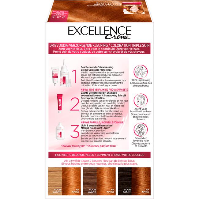 L'Oréal Paris Excellence Crème Verzorgende Crèmekleuring 7.43 Koper Goudblond