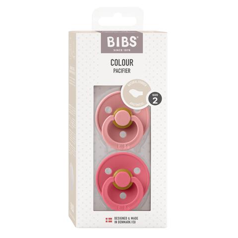 BIBS Colour Fopspeen Anatomisch Latex Maat 2 Dusty Pink/Coral 2 stuks
