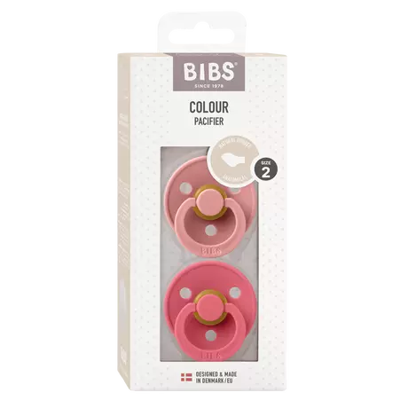 BIBS Colour Fopspeen Anatomisch Latex Maat 2 Dusty Pink/Coral 2 stuks