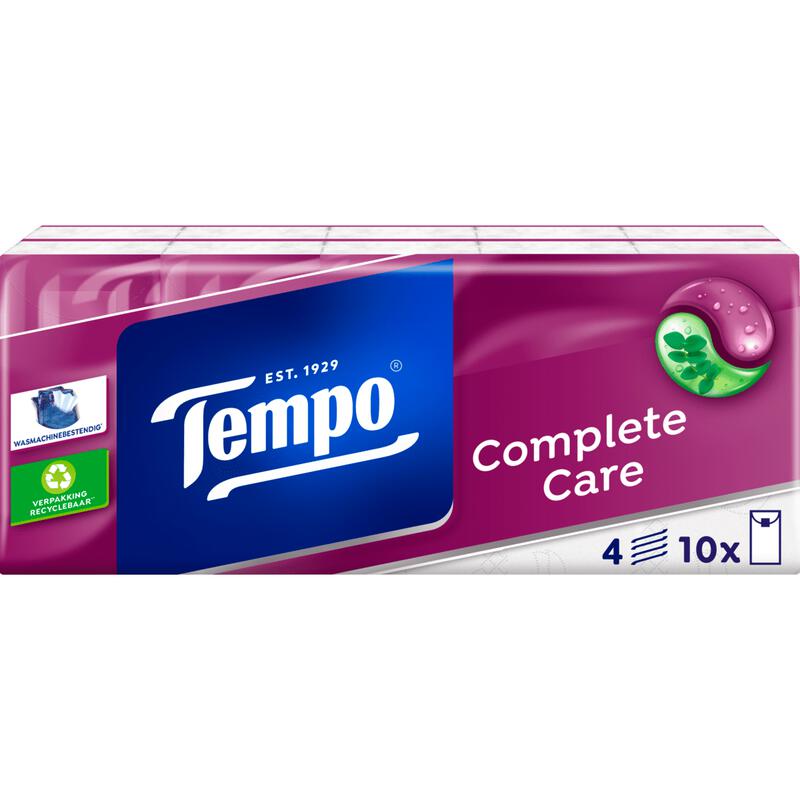 Tempo Complete Care 4-Laags Zakdoekjes 10x10 stuks