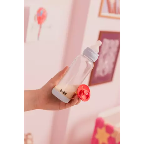 BIBS Babyfles Glas Medium Flow Silicone Sage incl. opvouwbaar trechtertje 240 ML