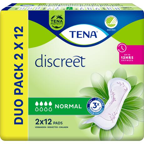 TENA Discreet Normal Verbanden Duopack 2x12 stuks