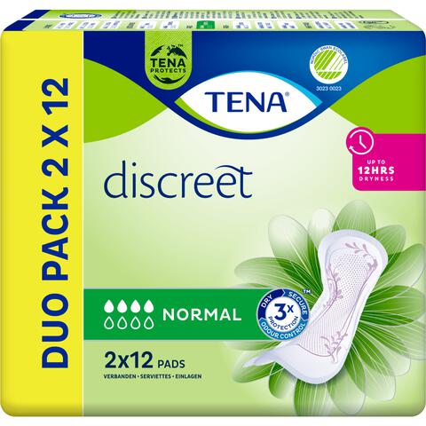 TENA Discreet Normal Verbanden Duopack 2x12 stuks