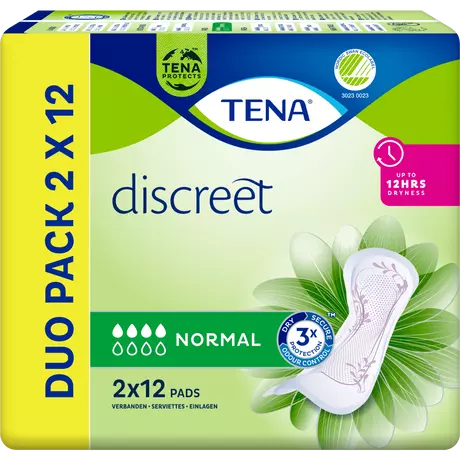 TENA Discreet Normal Incontinentieverband Duopack 2x12 stuks