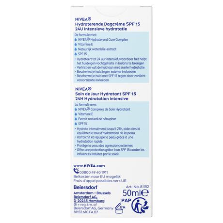 NIVEA Essentials +24h Hydraterende Dagcrème SPF15 50 ML