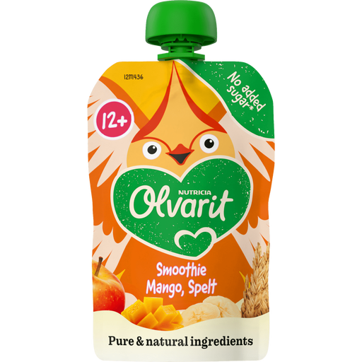 Olvarit Knijpfruit Smoothie Mango Spelt 12+ Maanden 100 gram