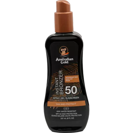 Australian Gold Tan & Protect Instant Bronzer Zonnebrand Spray Gel SPF50 237 ML