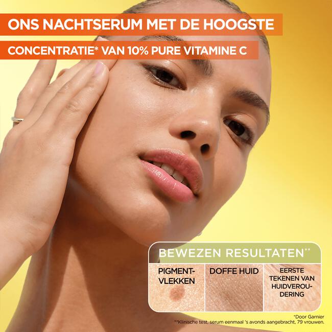 Garnier Skinactive 10% Pure Vitamine C* Anti-Pigmentvlekken Nachtserum met Hyaluronzuur 30 ML