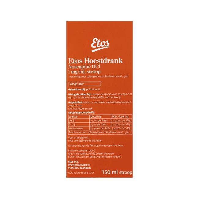 Etos Noscapine HCI 1 MG/ML Hoestdrank
