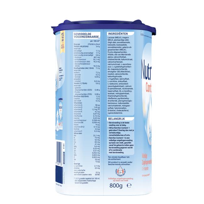 Nutrilon Content 1 Volledige Zuigelingenvoeding 0-6 Maanden 800 GR