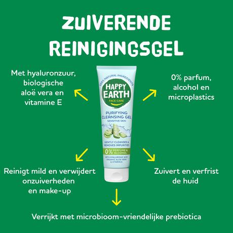 Happy Earth 100% Natuurlijke Face Care Purifying Cleansing Gel 150 Ml