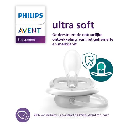 Philips Avent Ultra Soft – Superzachte siliconen fopspeen (18mnd+) – 2 stuks - SCF093/05