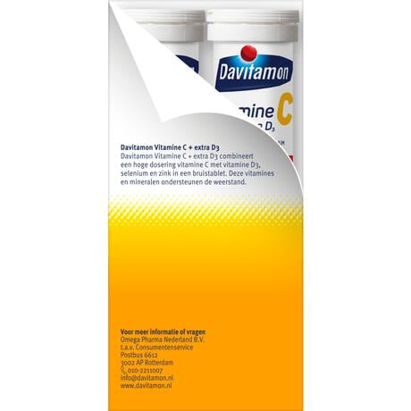 Davitamon Vitamine C Hoog Gedoseerd + Extra Vitamine D3 Bruistabletten Voordeelverpakking 30 stuks