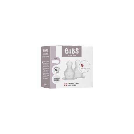 BIBS Baby Bottle Nipple Round Silicone Medium Flow 2 pak
