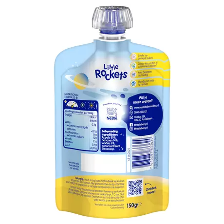 Nestlé Little Rockets Smoothie Appel Banaan Wortel 2+ Jaar 150 gram