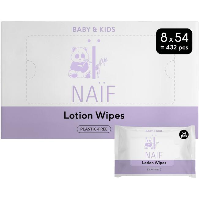 Naïf Plasticvrije Lotion Billendoekjes 8x54 stuks
