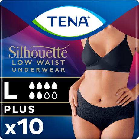 TENA Silhouette Plus Low Waist Wegwerp Broekjes Zwart L 10 stuks