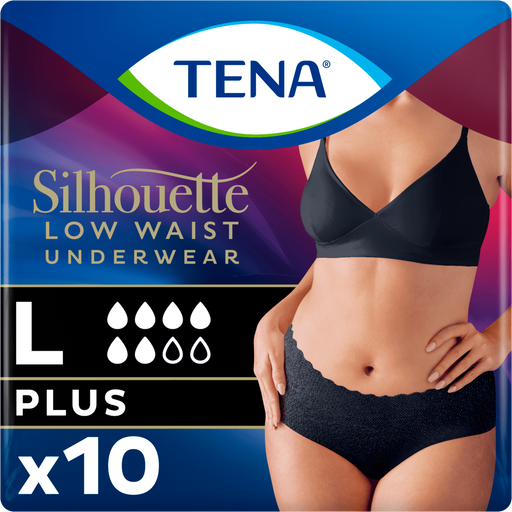 TENA Silhouette Plus Low Waist Wegwerpbroekjes Zwart L 10 stuks