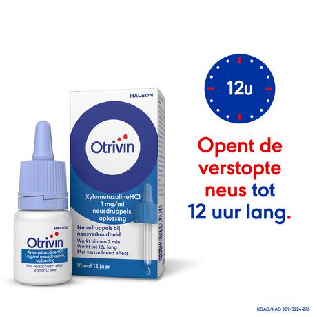 Otrivin Xylometazoline HCI 1 MG/ML Neusdruppels bij een Verstopte Neus 10 ML