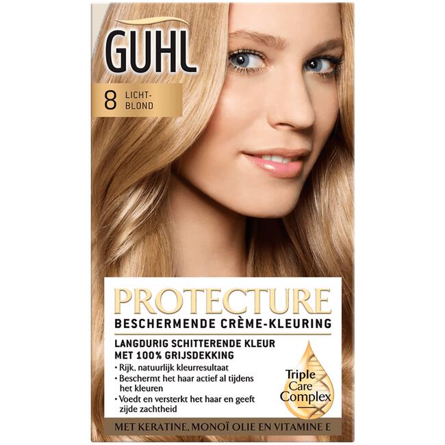 Periodiek een paar krullen Guhl Protecture Beschermende Crème-Haarkleuring 8 Lichtblond 2x50 ML 150 ML  | Etos