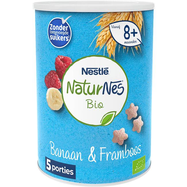 NaturNes Bio Nutripops Banaan Framboos 8+ Baby Snack Biologisch