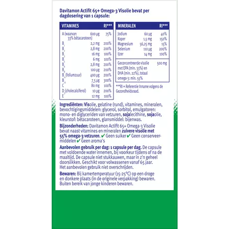 Davitamon Actifit 65+ Omega-3 Visolie Capsules 80 stuks