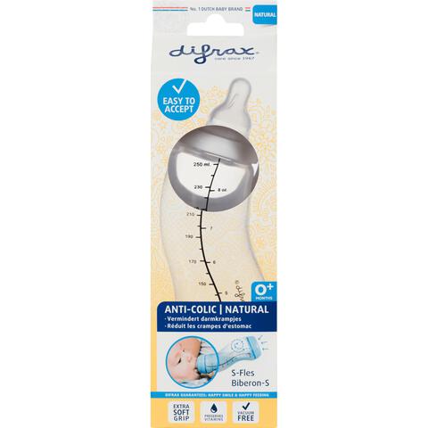 Difrax S-fles Natural 250 ML Anti-koliek Babyfles 0+ Maanden
