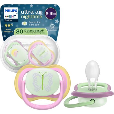 Philips Avent Fopspeen Ultra Air Night  6-18M Double Pack - SCF376/29