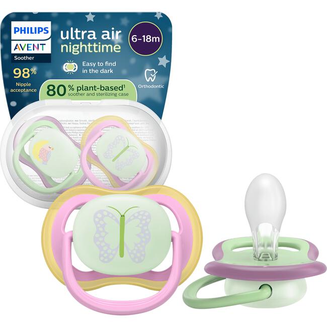 Philips Avent Ultra Air Night – Glow-in-the-dark fopspeen (6-18  mnd) – 2 stuks - SCF376/29
