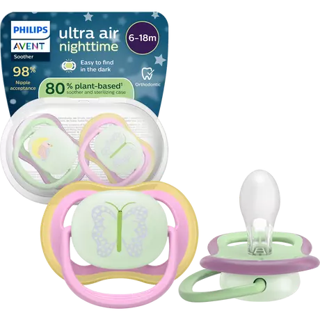 Philips Avent Fopspeen Ultra Air Night 6-18M SCF376/29 2 stuks