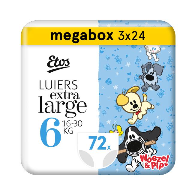 Etos Woezel & Pip Luiers XL Megabox Maat 6 16-30 kg 72 stuks