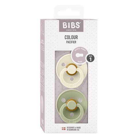 Bibs Fopspeen Two Pack Natuurlijk Rubber Ivory/Sage Maat 1