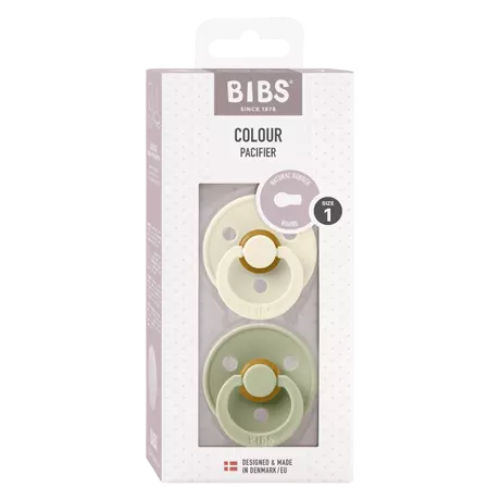 BIBS Colour Fopspeen Rond Latex Maat 1 Sage/Vanilla 2 stuks