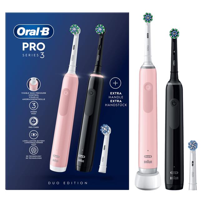 Oral-B Pro 3 3900N Zwart & Roze 2 Elektrische Tandenborstels