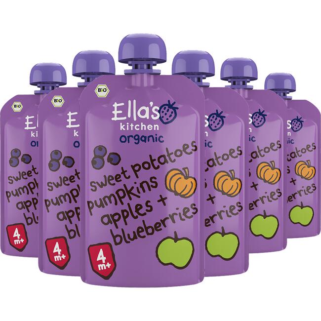 Ella's Kitchen Zoete Aardappel Pompoen Bes Bio Knijpfruit 4+ Maanden Multipack 6x120 GR
