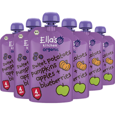 Ella's Kitchen Zoete Aardappel Pompoen Bes Bio Knijpfruit 4+ Maanden Multipack 6x120 GR