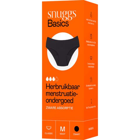 Snuggs Basics Menstruatieondergoed Zwart Maat M&nbsp;