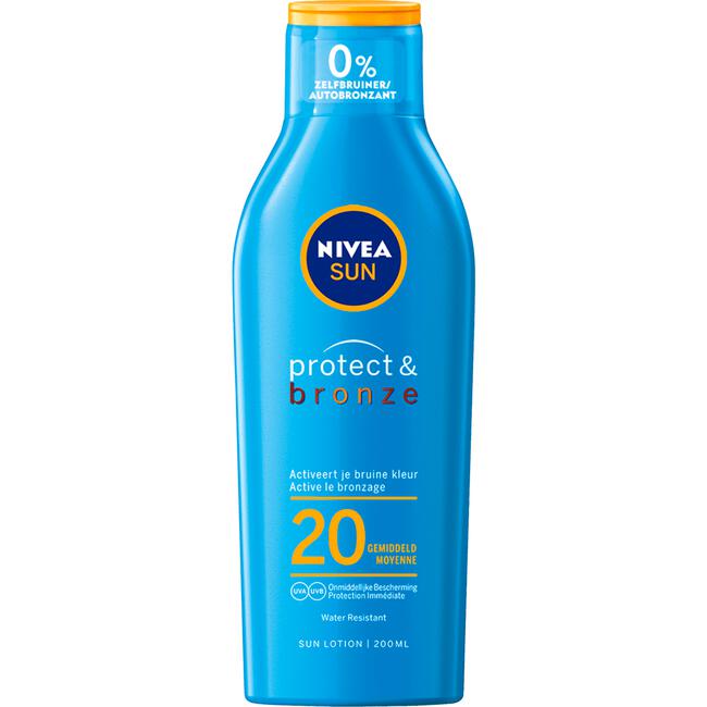 Dwars zitten vorm Verzorger NIVEA SUN Zonnebrand Protect & Bronze Zonnemelk SPF 20 200 ML 200 ML | Etos