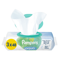 Pampers Harmonie Aqua Babydoekjes 0% Plastic 3x48 Stuks