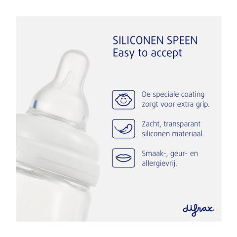 Difrax S-fles Natural Ice 250 ML Anti-koliek Babyfles 0+ Maanden