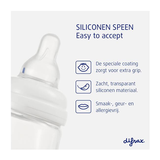 Difrax S-fles Natural Ice 250 ML Anti-koliek Babyfles 0+ Maanden
