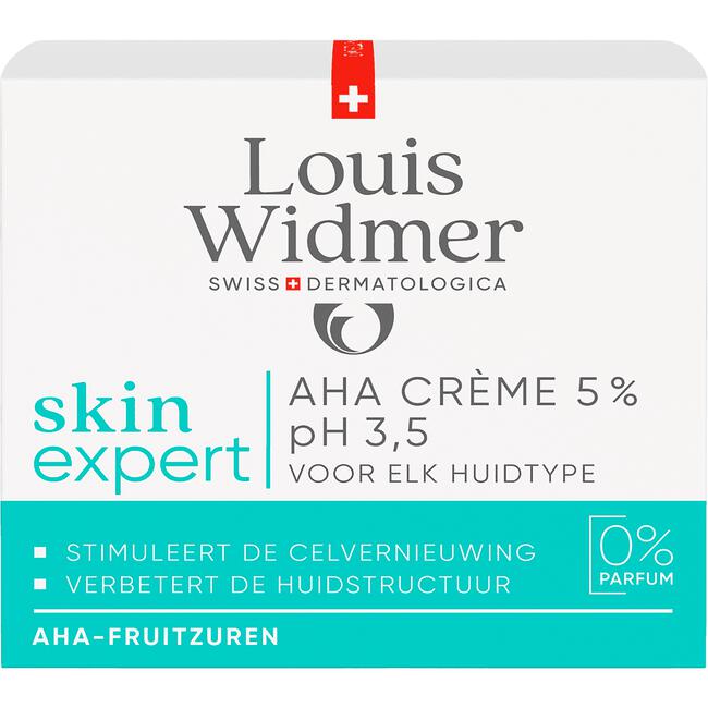 Louis Widmer Skinexpert Aha Crème 5 % Ph 3,5 Zonder Parfum 50 ML