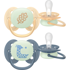 Philips Avent Ultra Soft Nighttime Fopspeen 6-18M SCF094/03 2 stuks