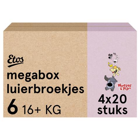 Etos Woezel & Pip Luierbroekjes Extra Large Maat 6 Megabox  4x20 stuks