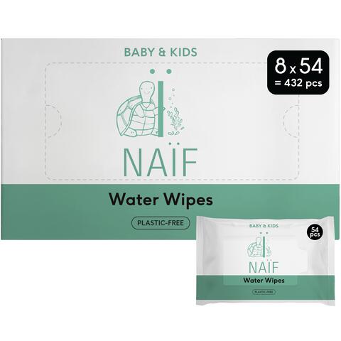 Naïf Plasticvrije Water Billendoekjes 8x54 stuks